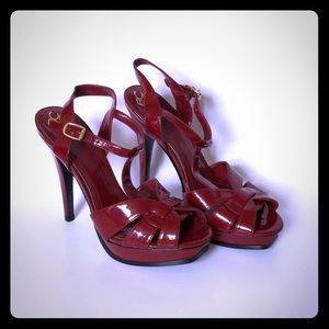 BCBG Merlot Patent Leather Platforms
